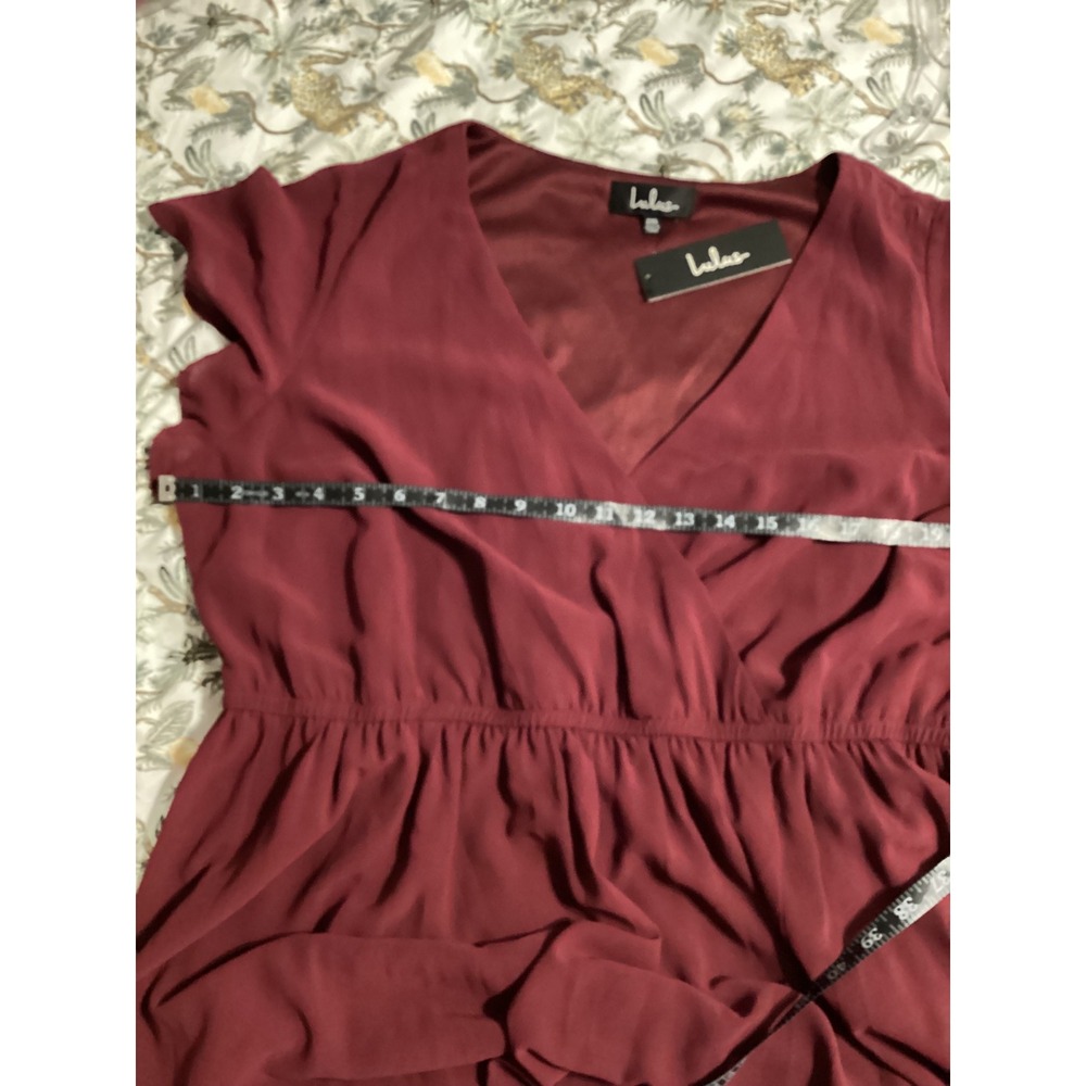 Lulus All About Love Burgundy Maxi Dress Chiffon Flutter Sleeve Formal 2XL NWT - Picture 6 of 11